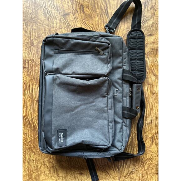 Solo New York Duane Hybrid Briefcase Backpack 15.6" Laptop Gray UBN310 EUC - Picture 1 of 5